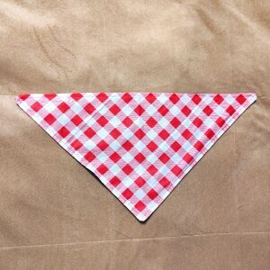 Handmade Reversible Dog Pet Tie On Bandana Red & White Gingham Plaid Blue